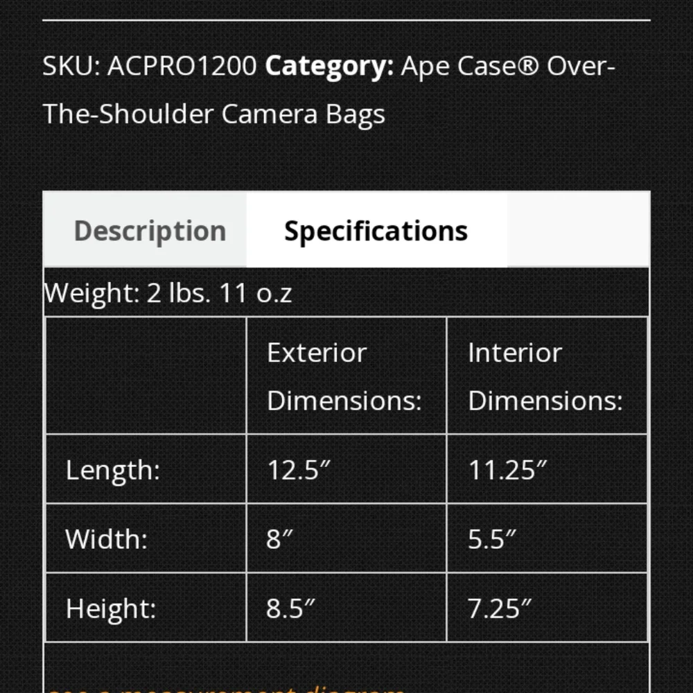 Ape Case Black ACPRO1200 PRO Series Versatile DSLR Camera Case Medium Size